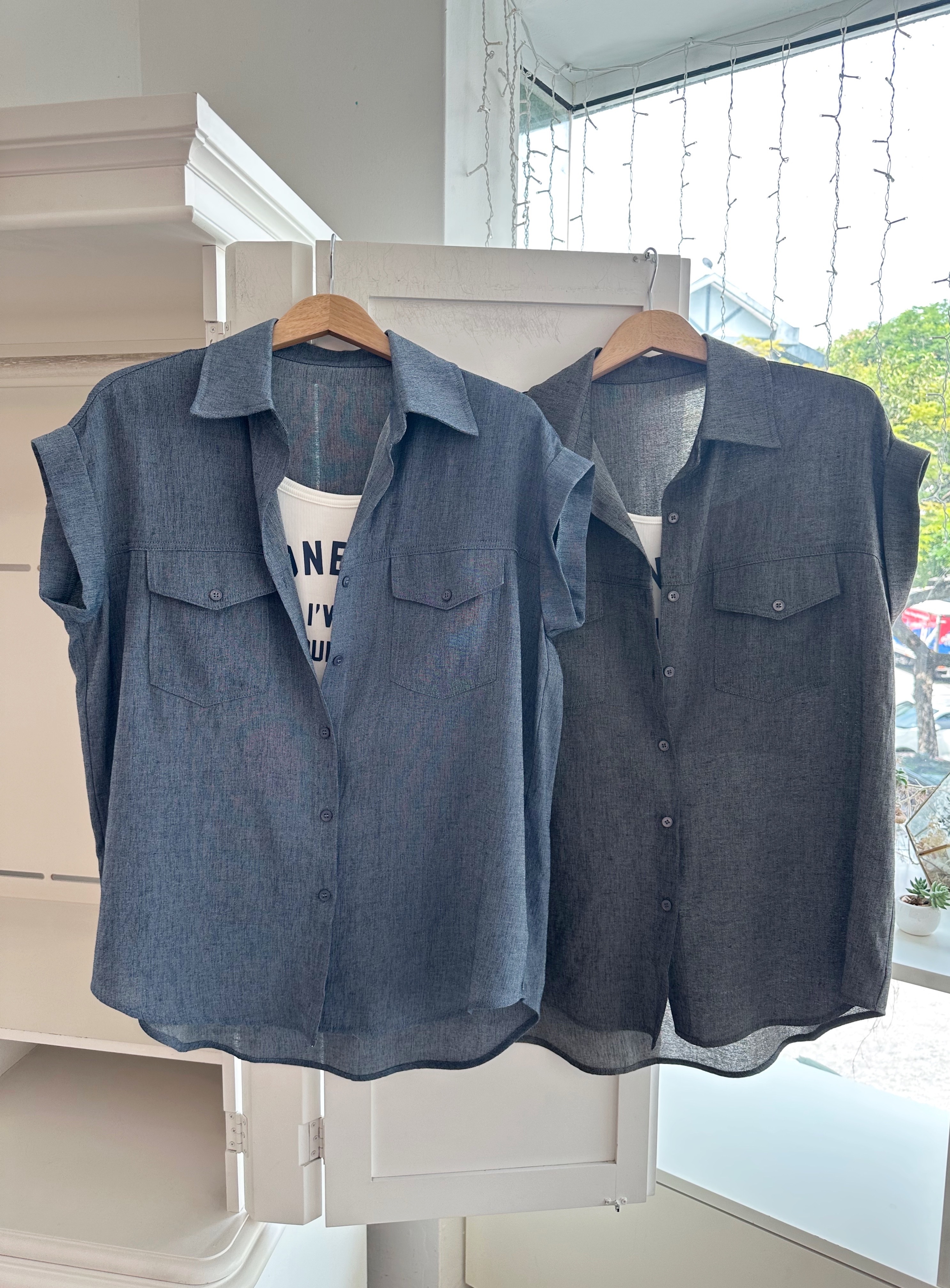 SOFT LINEN SHIRT & SHORTS SET SUIT WITH INNER SINGLET (3PCS)