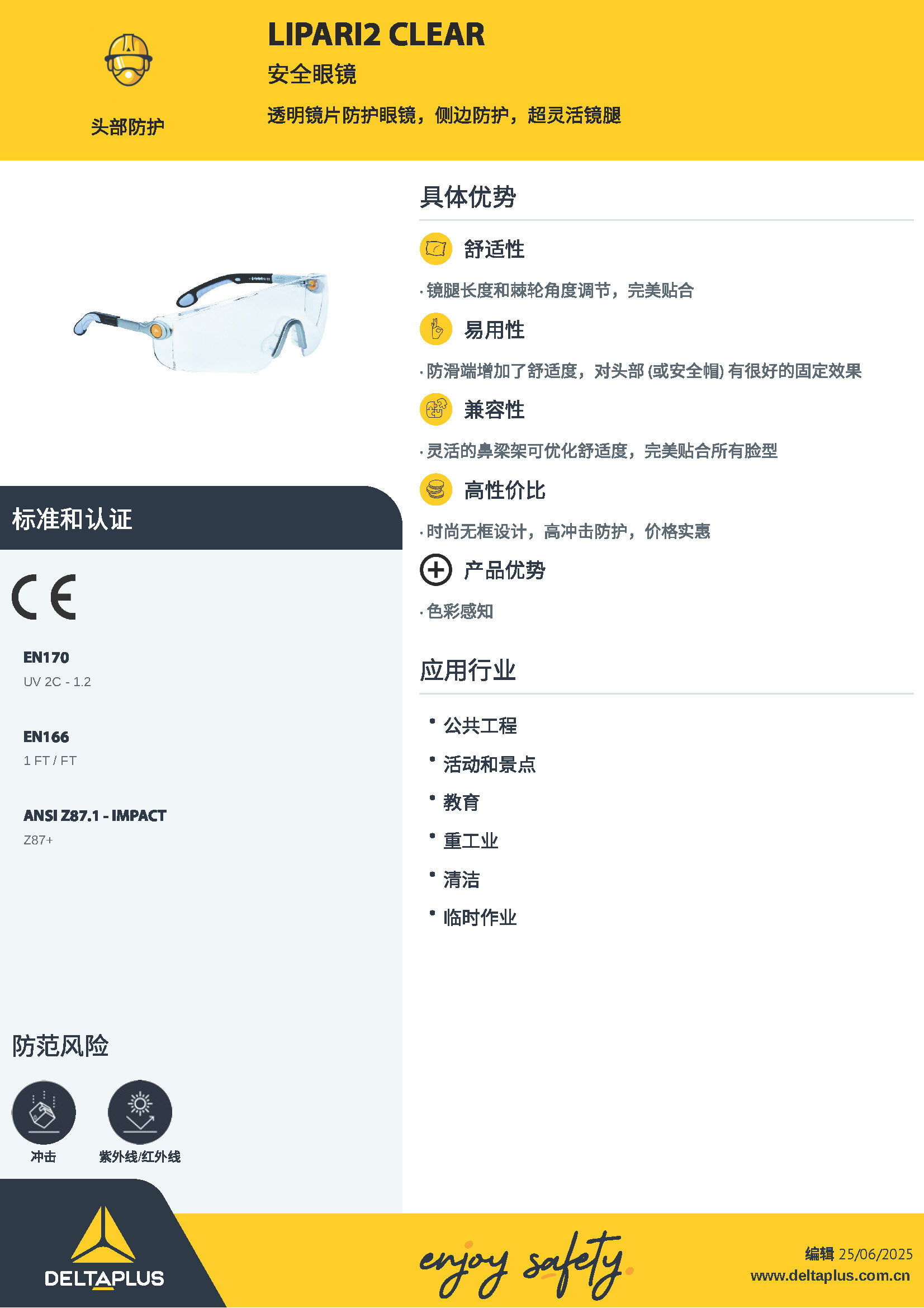 Delta Plus - LIPARI2 CLEAR 防護眼鏡