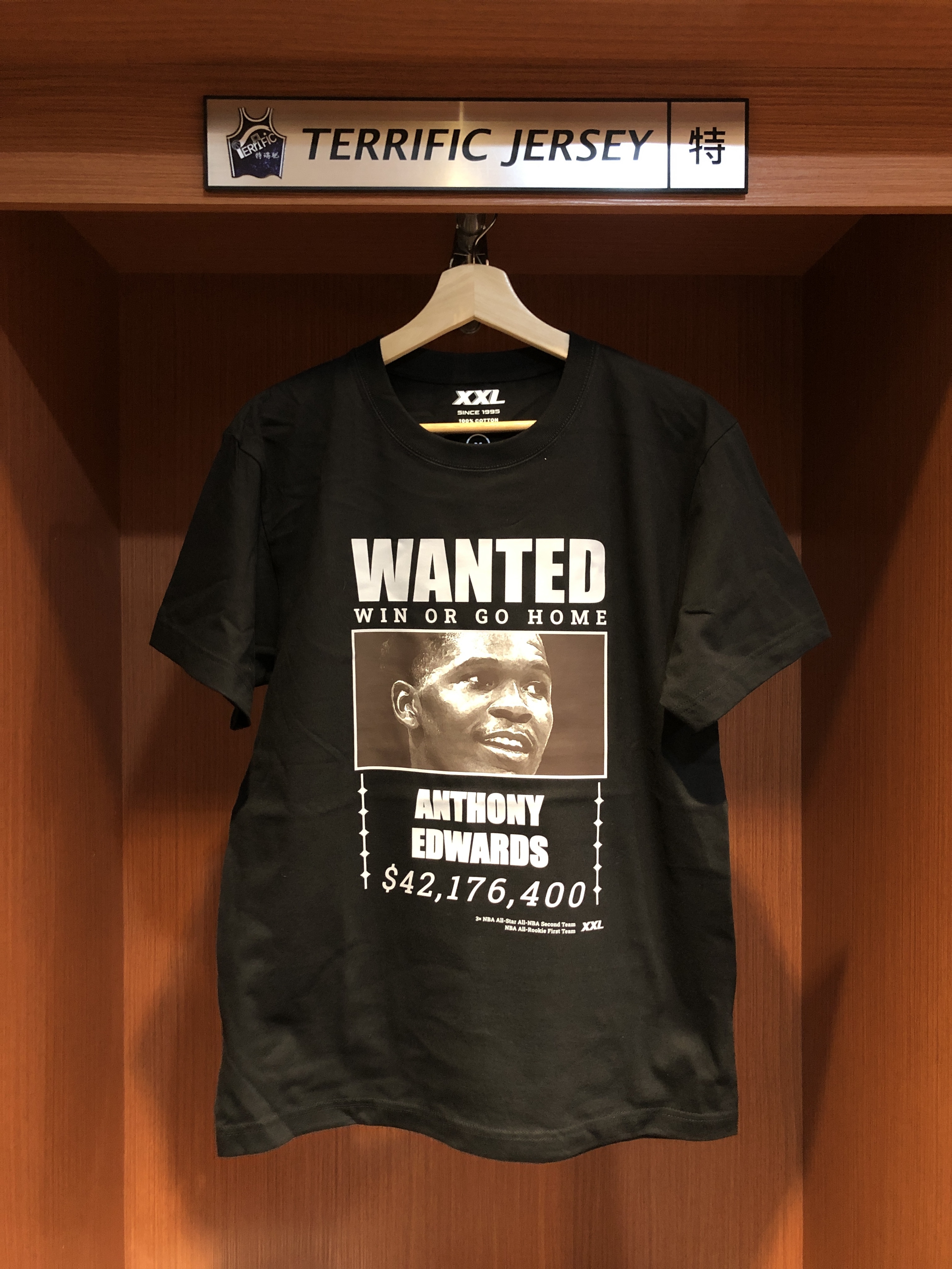 NBA短袖 Anthony Edwards 明尼蘇達灰狼 全星通緝 XXL Tee 棉質 台灣獨家 全新