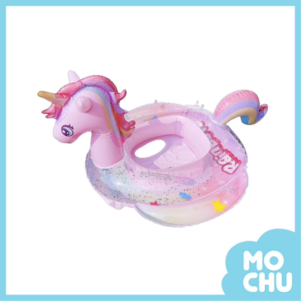 粉色彩虹馬把手座式泳圈