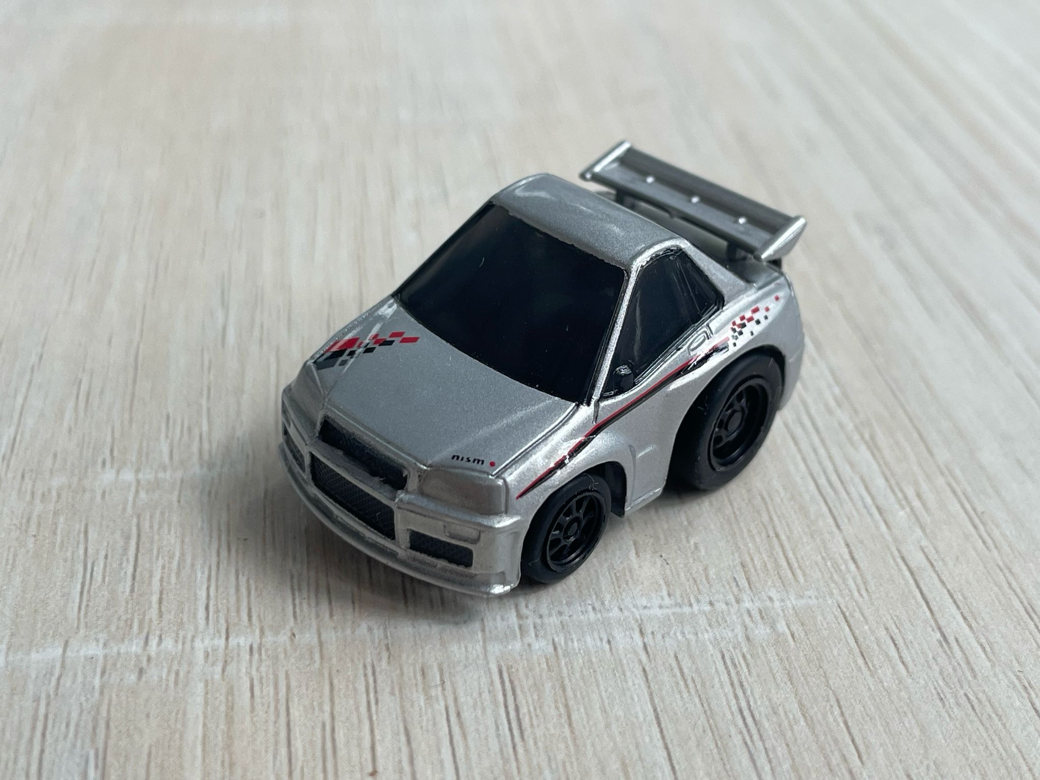 CHORO Q CHIBIKKO NISSAN SKYLINE GT-R R34 NISMO SILVER (BLACK WHEELS)