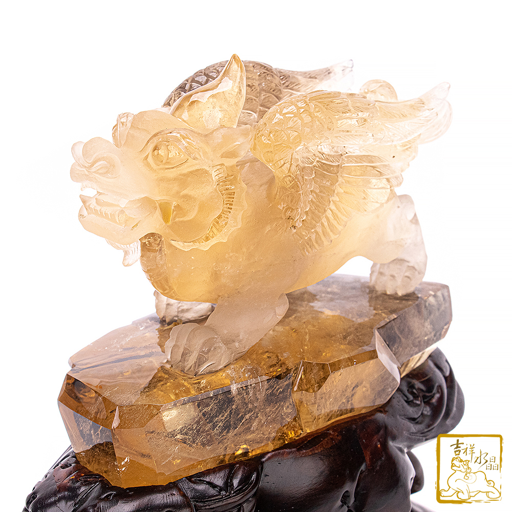 黃水晶飛天貔貅 1.44kg 財源廣進