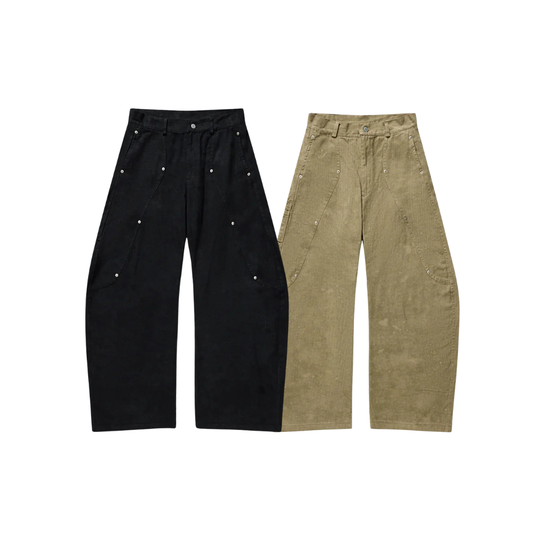 Sense Curved Leg Trousers 做舊剪裁彎刀工作褲 2色