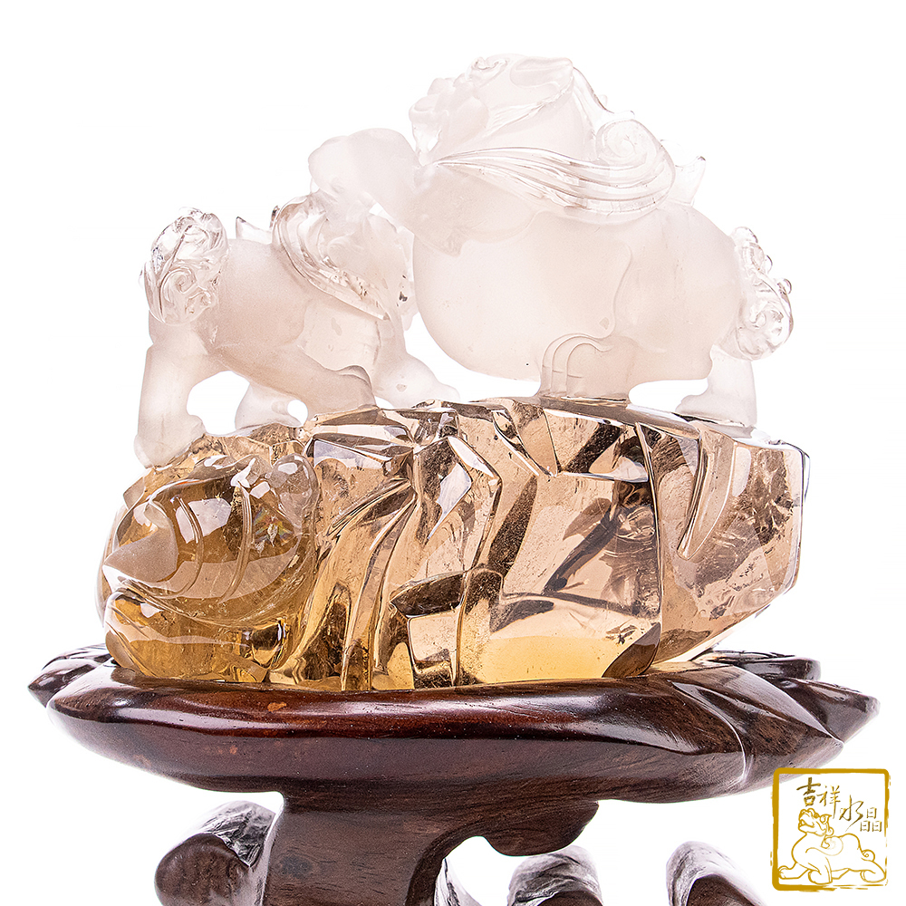 黃水晶飛天母子貔貅1.27kg 財源廣進【吉祥水晶專賣店】