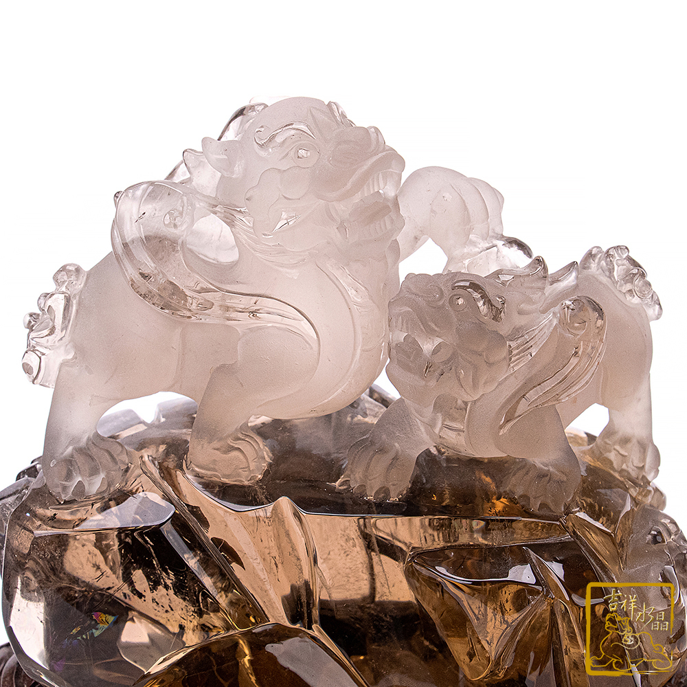 黃水晶飛天母子貔貅 1.27kg 財源廣進