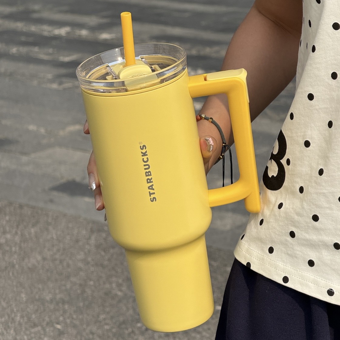 【SS限時開團預購 】國外限定！ 星巴克 熱帶風情系列🌴 不銹鋼保溫杯 吸管 收納杯套 檸檬黃🍋 1180ml大容量