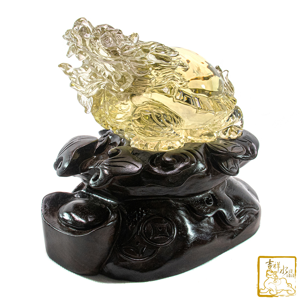 藍針黃水晶龍龜 1.08kg 豐盈財庫
