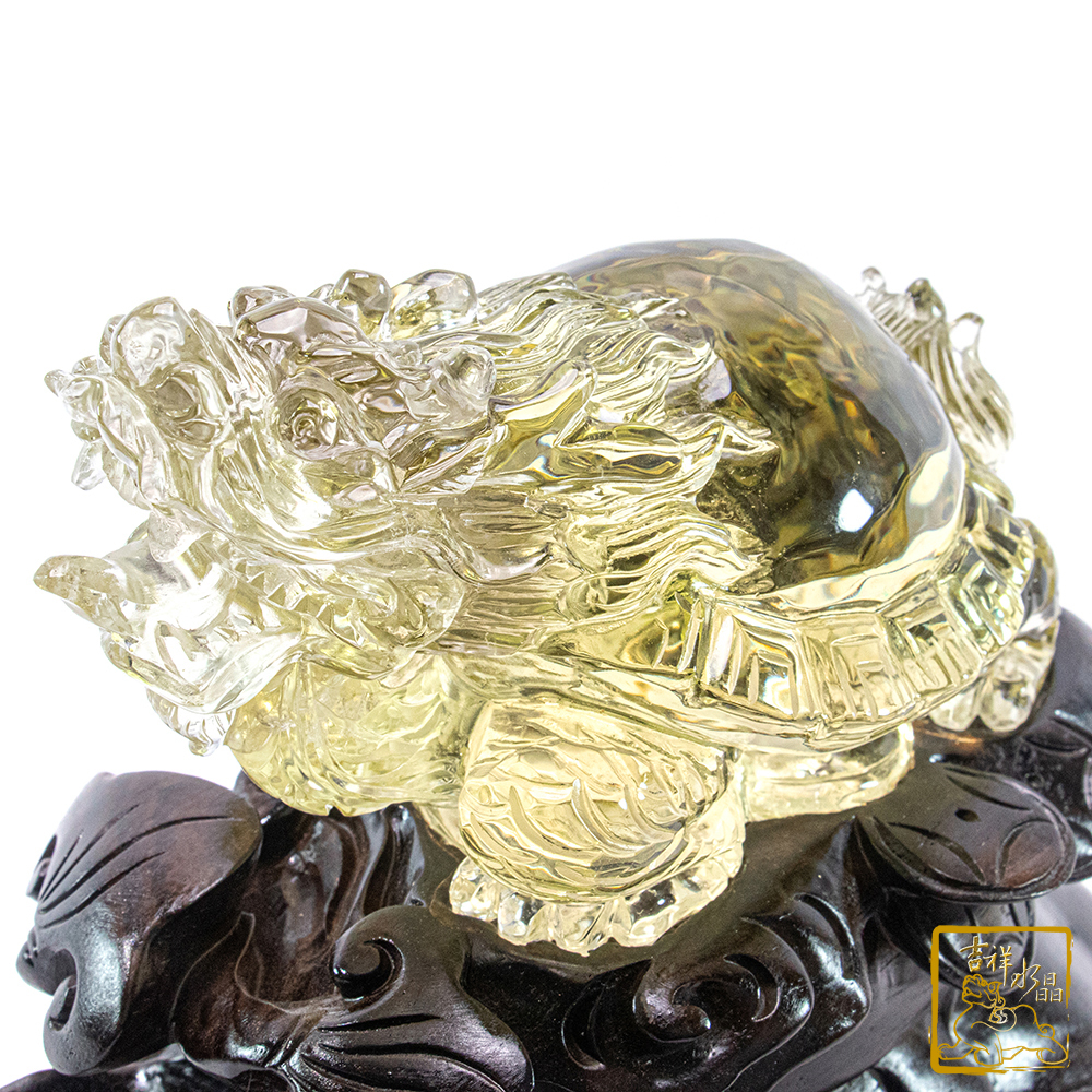 藍針黃水晶龍龜 1.08kg 豐盈財庫