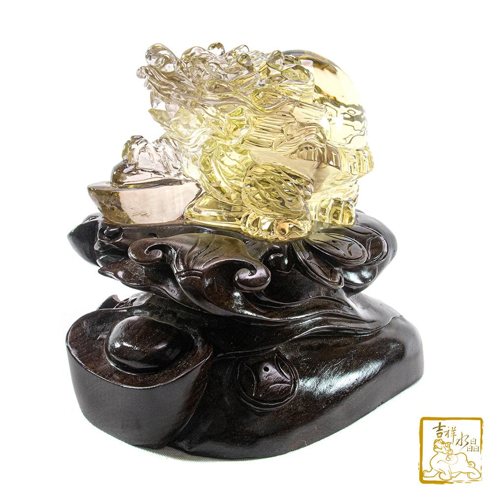 藍針黃水晶龍龜 1.01kg 豐盈財庫