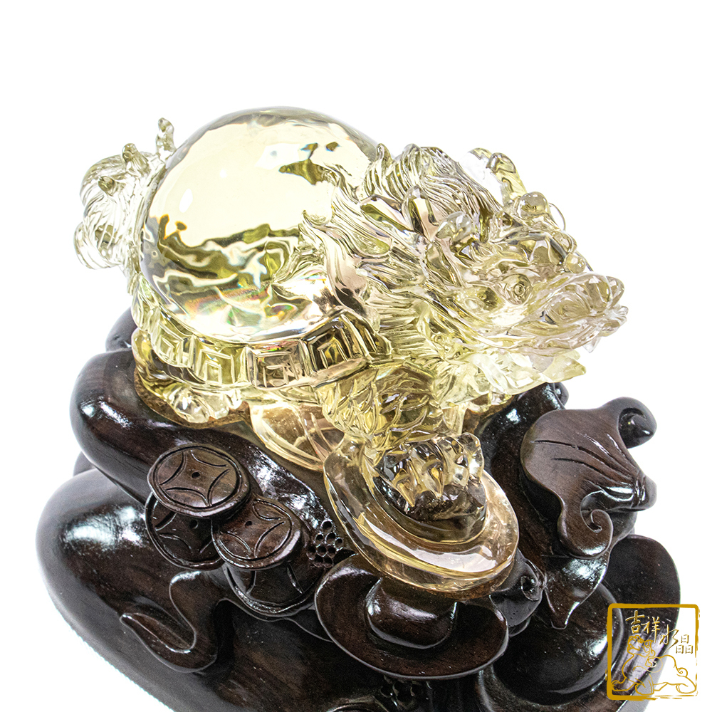 藍針黃水晶龍龜 1.01kg 豐盈財庫
