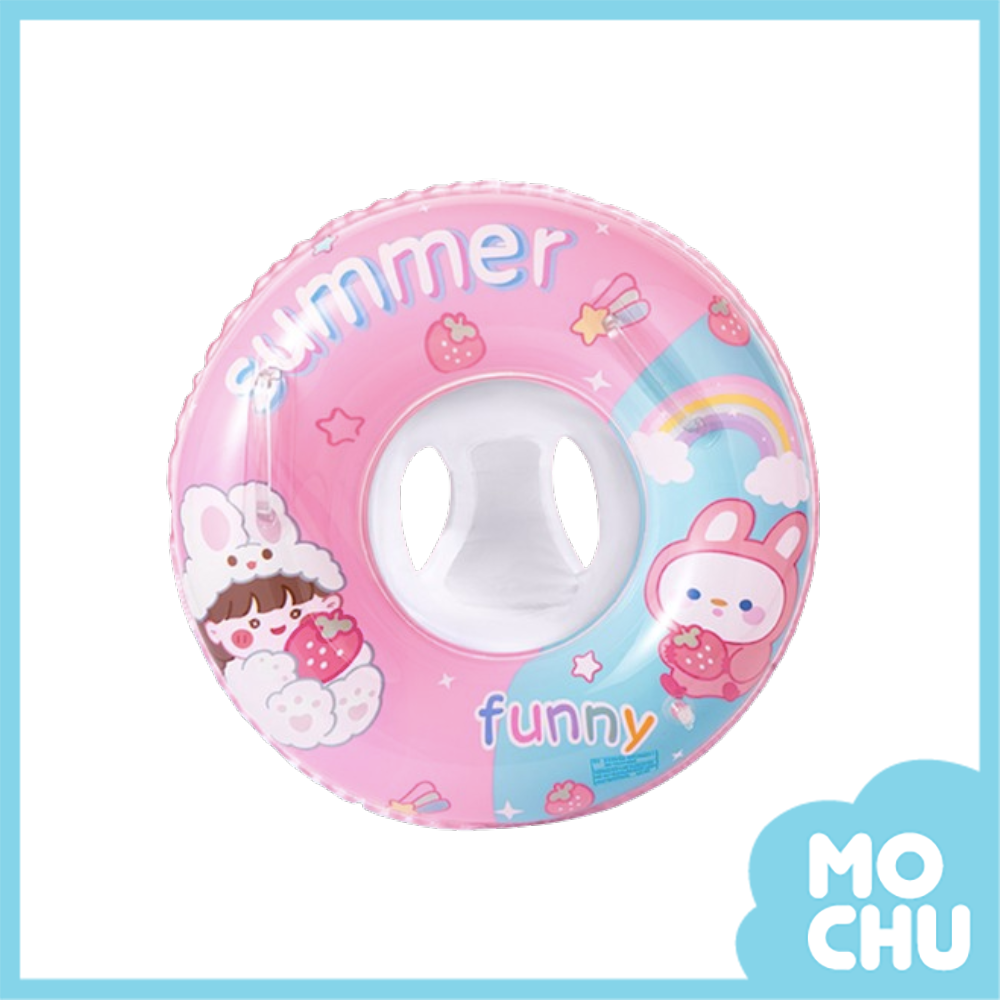 草莓兔把手座式泳圈