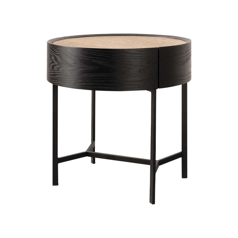 亞馬德1.7尺工業風圓形床頭櫃/單抽收納櫃/置物小邊櫃/小茶几