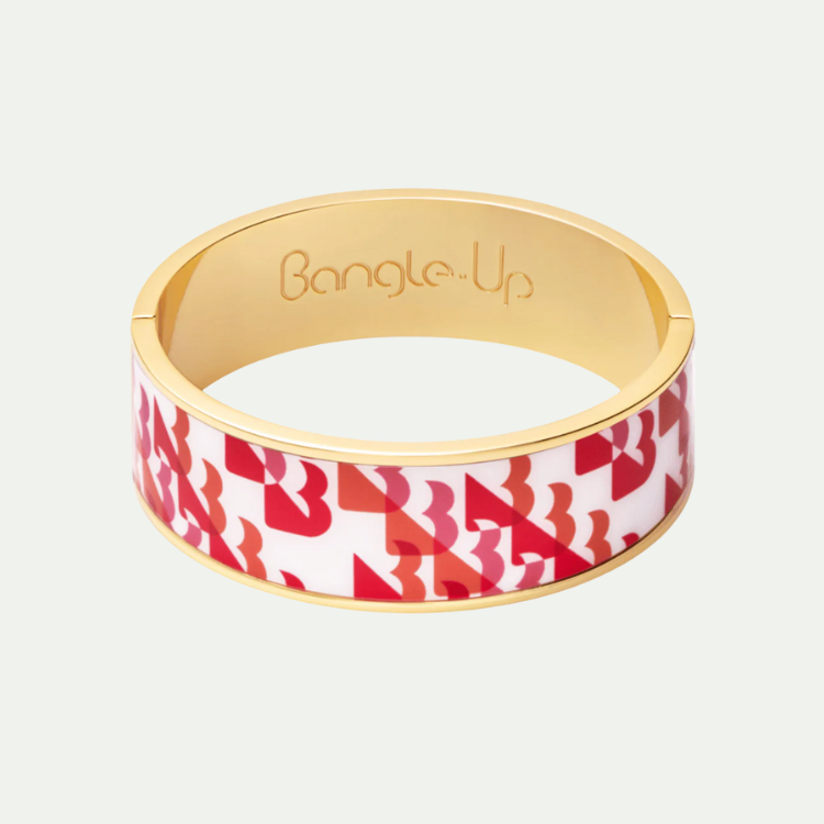 B PRINT 橘紅印花琺瑯鍍金精緻手環