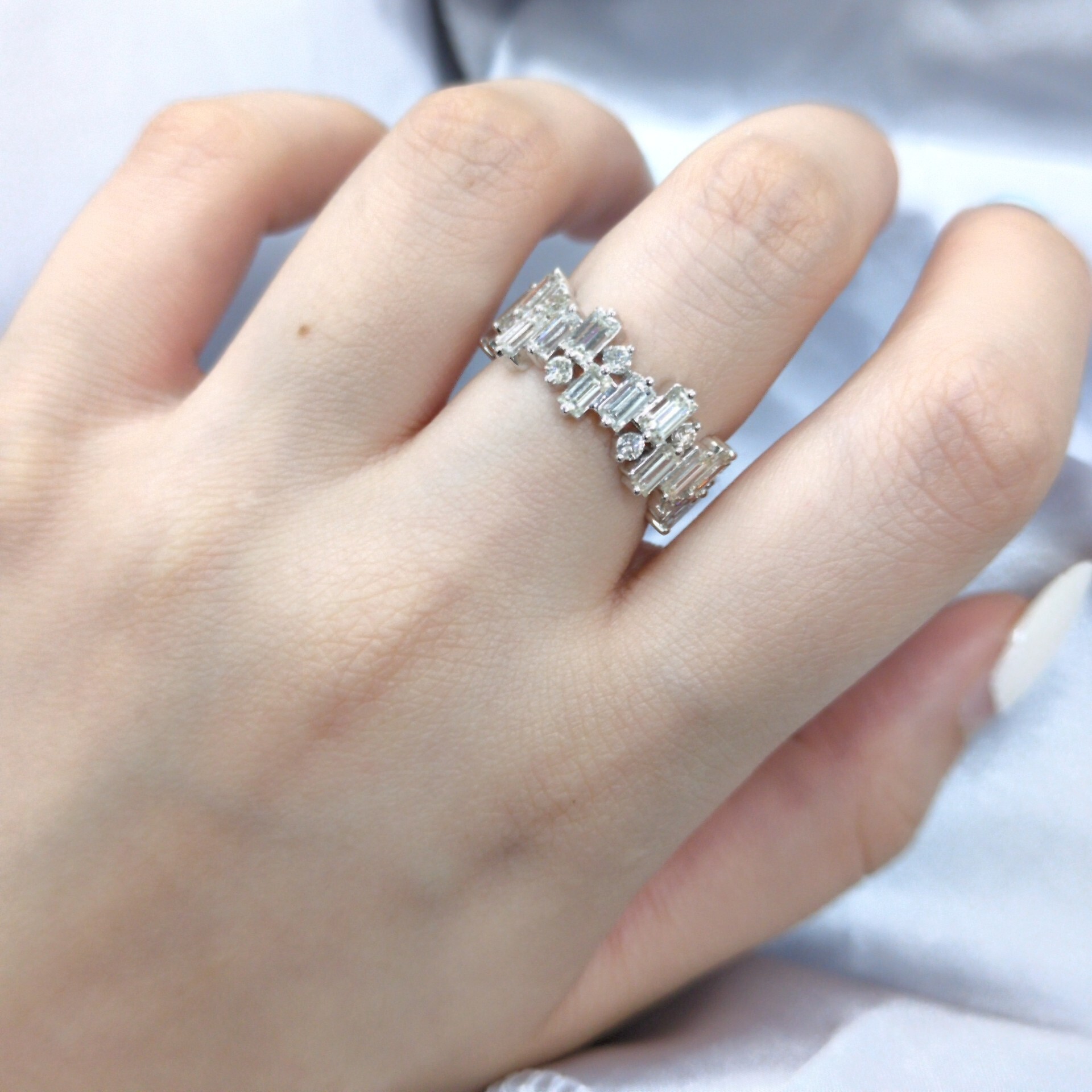 18K White Gold 3.99ct Baguette Cut Diamond Eternity Ring