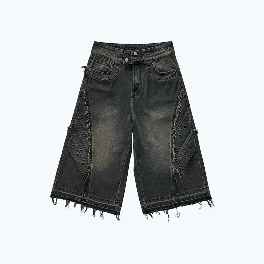 Sense Twist Seam Carpi Pants 鉚釘毛邊牛仔短褲 2色