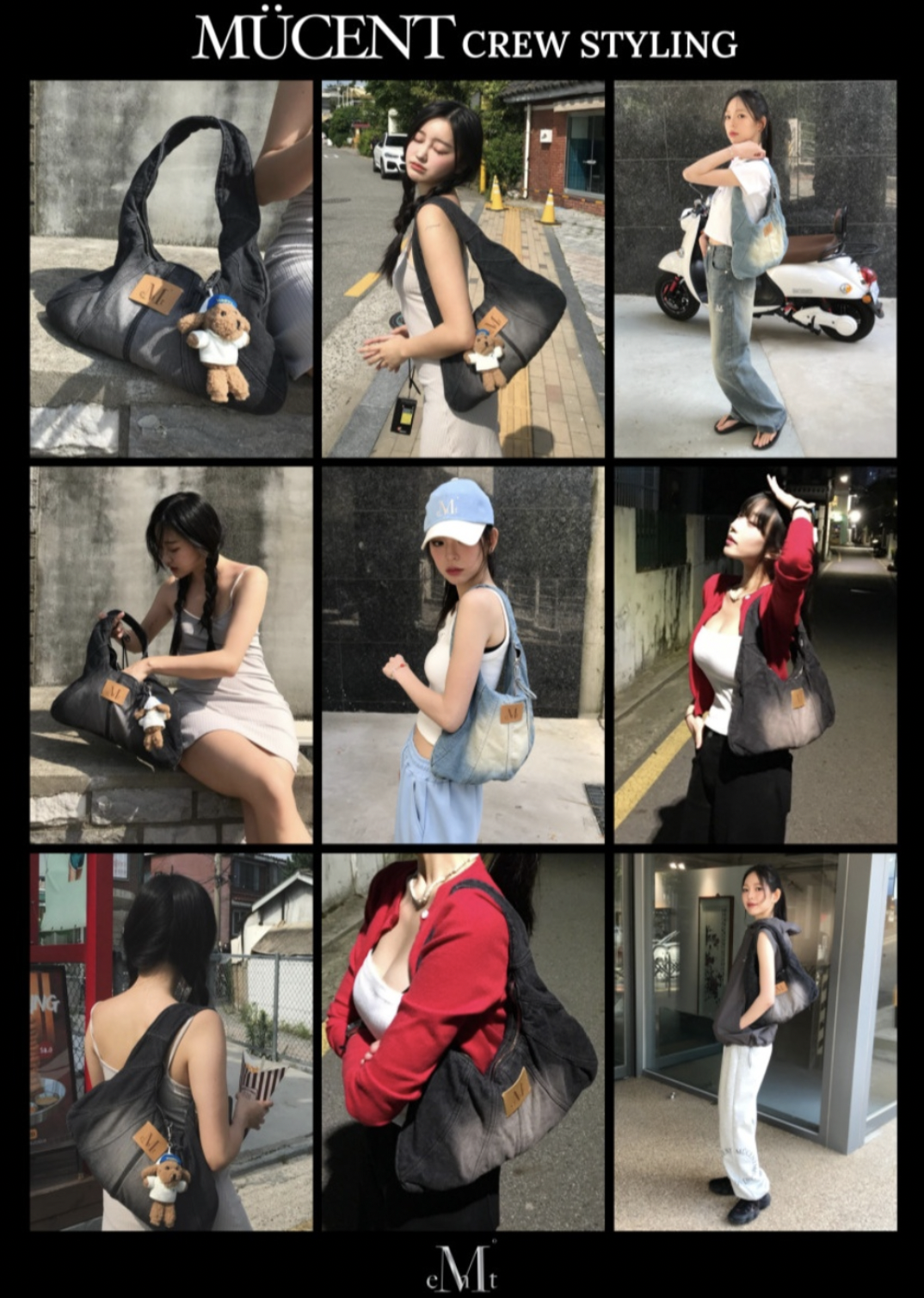 ★韓国★MUCENT★WAVE DENIM SHOULDER BAG★3color Mucent Wave Denim Shoulder Bag | Kgifts.shop