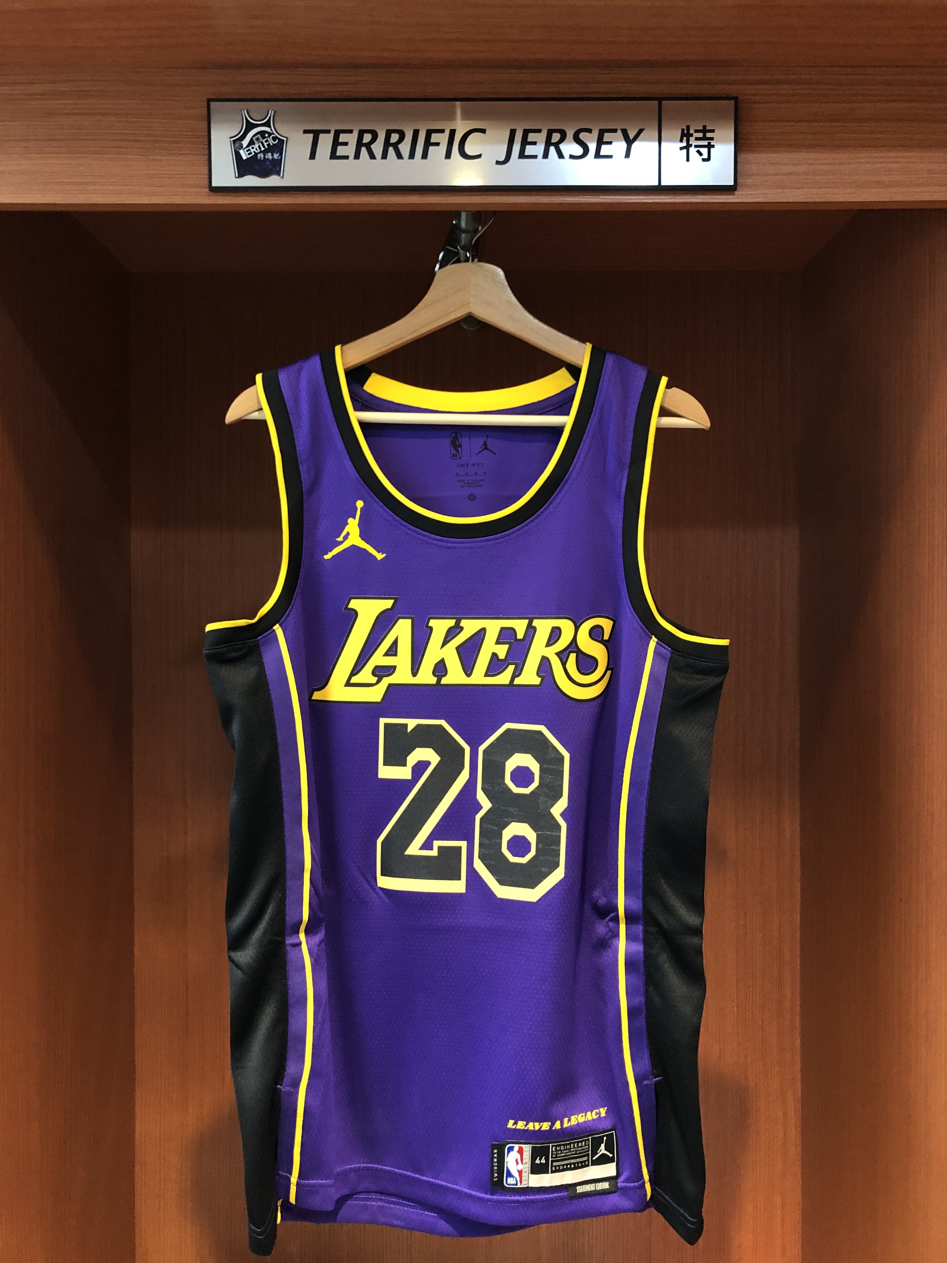 NBA球衣 Rui Hachimura 洛杉磯湖人紫 Statement Jordan Swingman 球迷版 熱轉印 全新