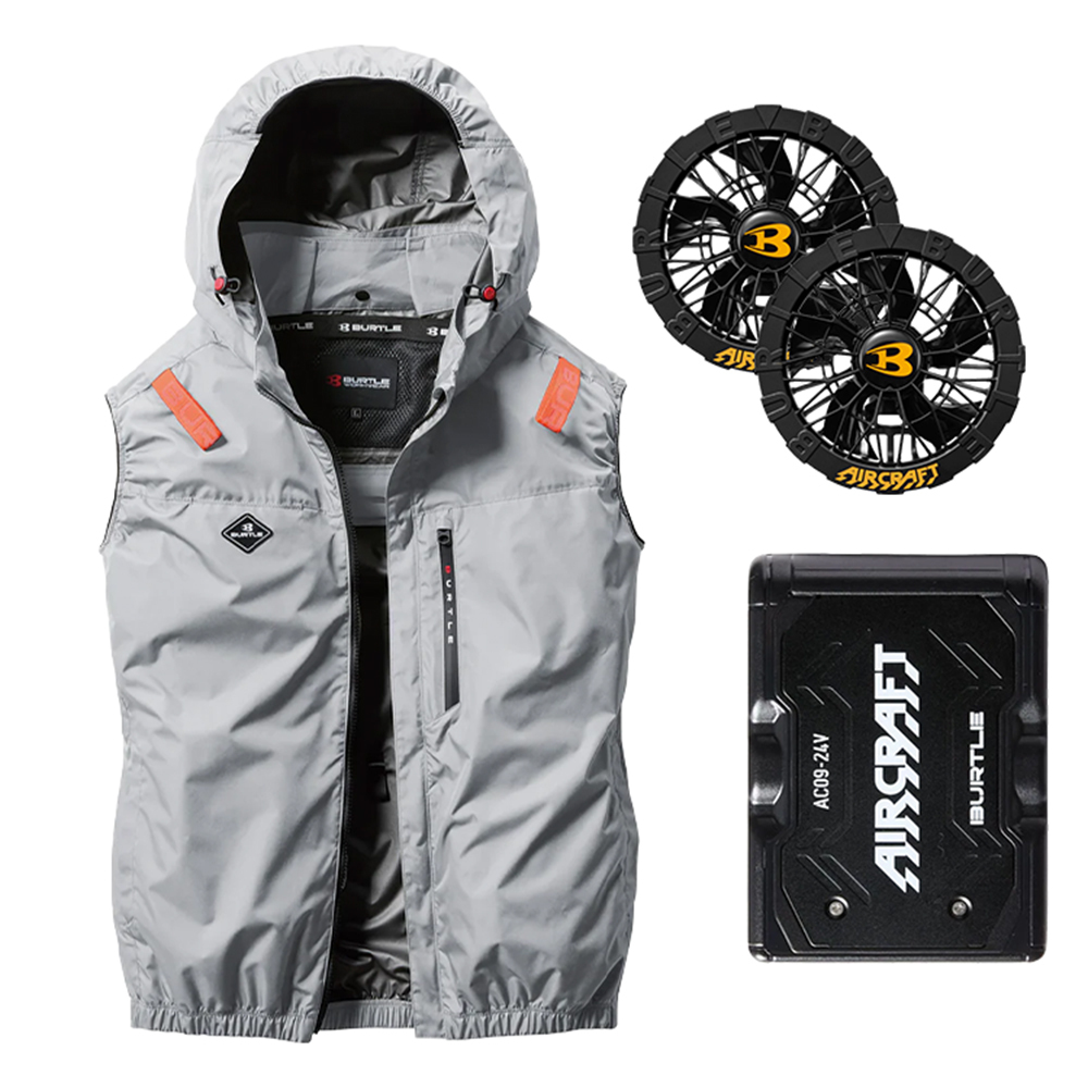 AC2064-60 含帽無袖背心 空調風扇衣 白色 24V組合