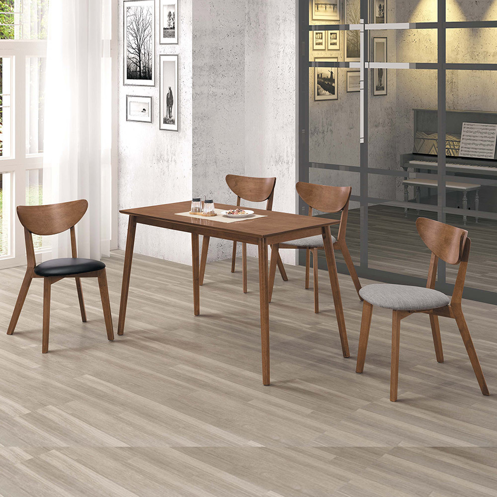 提姆4尺北歐風胡桃色餐桌椅組合(一桌四椅-兩色可選)