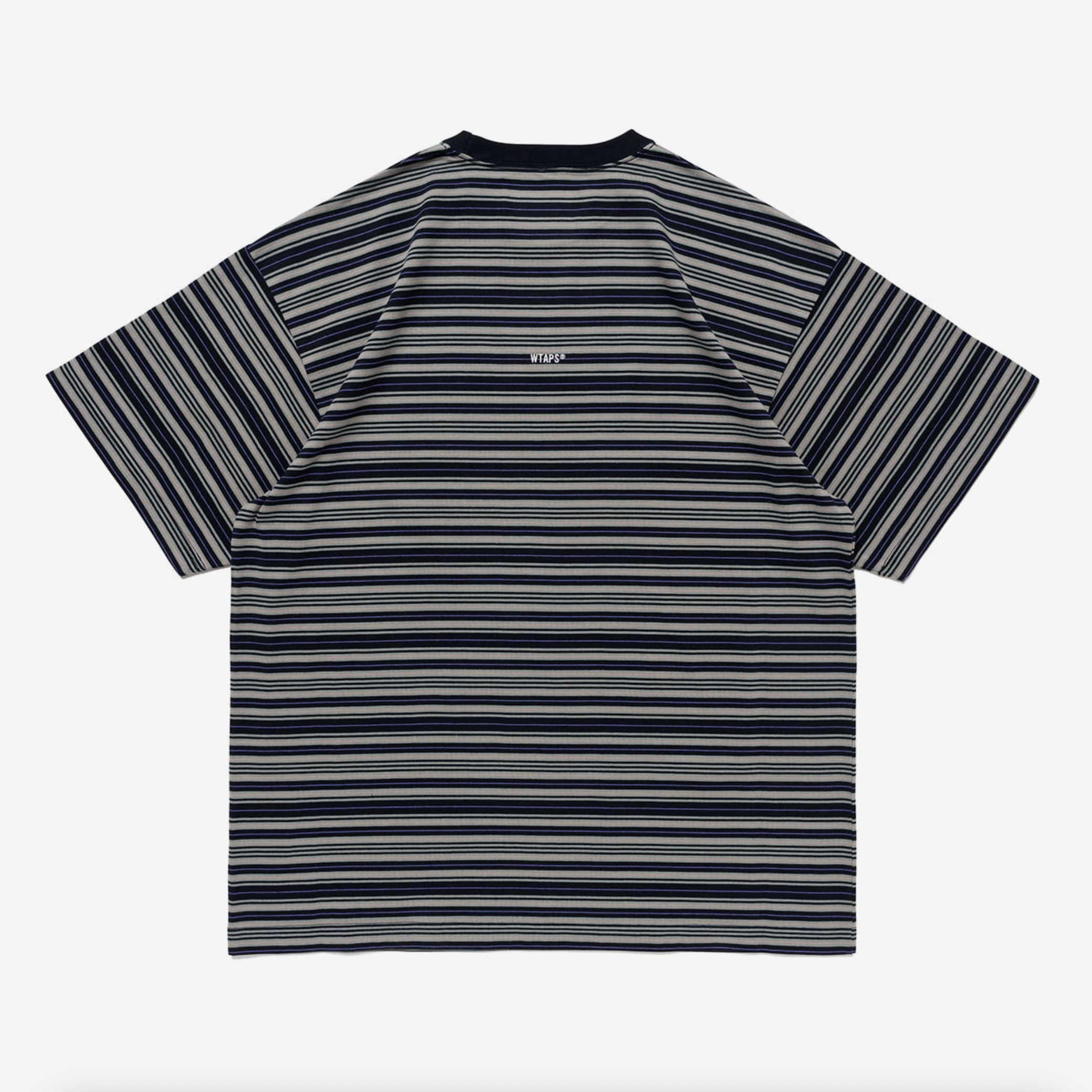 -(B4e01)-WTAPS BDY 01 / SS / COTTON 條紋 刺繡 小LOGO 短T 灰色-251ATDT-CSM22