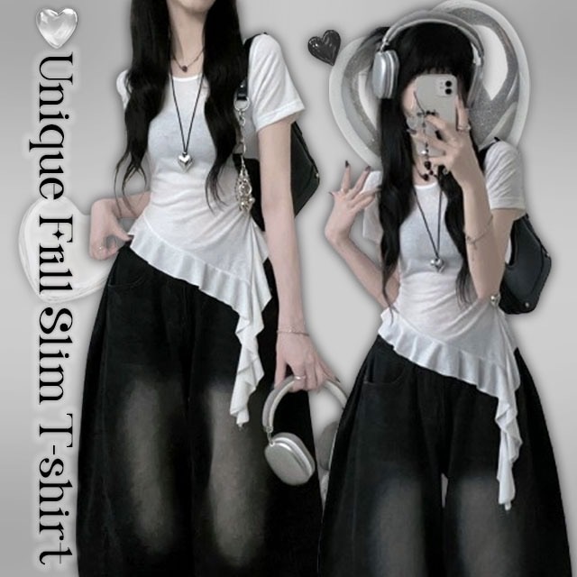 【優惠預訂】韓國不規則RUFFLES TEE（3色）