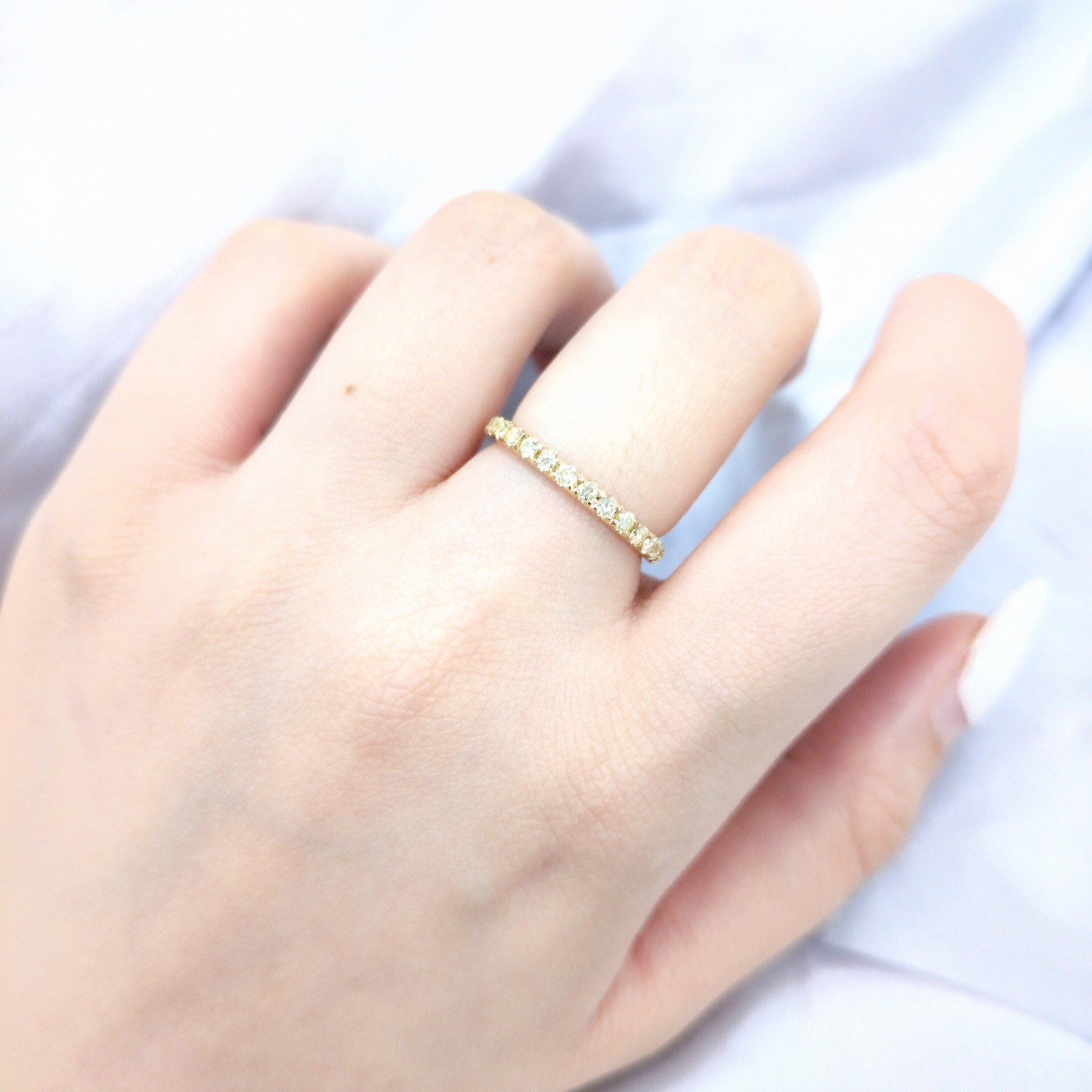 全新18K黃金65份鑽石全圈戒指