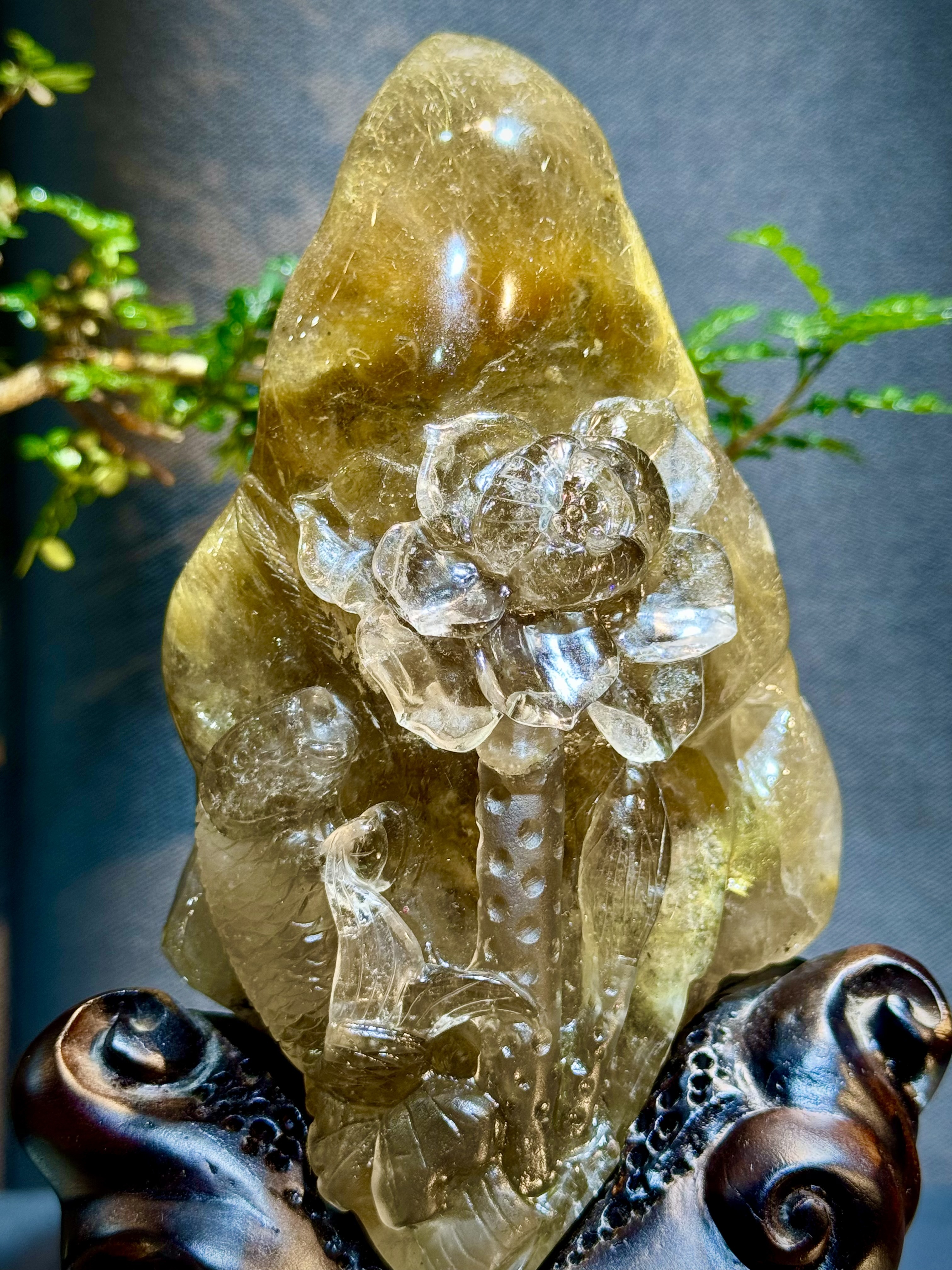 頂級招財錦鯉魚金髮晶雕件 5805