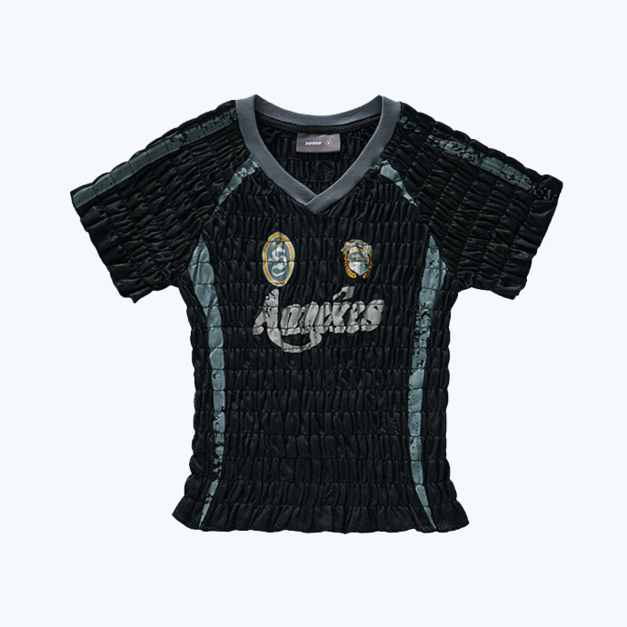 [現貨] Sense Wrinkles Printed Football Top Black | L25-T04BK