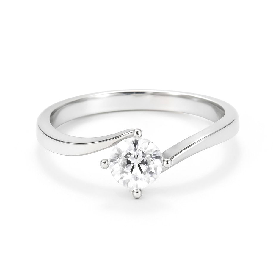 18K白金四爪十字扭臂戒指托 (RS01H4018)