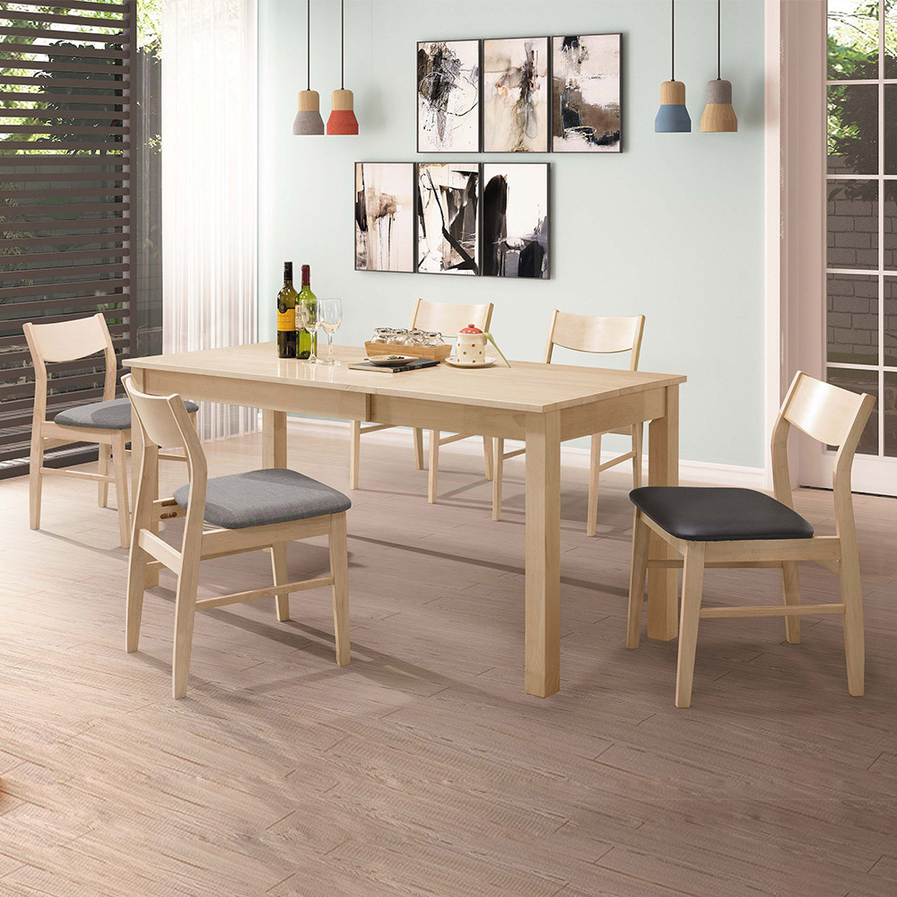 夏特4尺多功能伸縮拉合餐桌椅組合(一桌四椅-兩色可選)