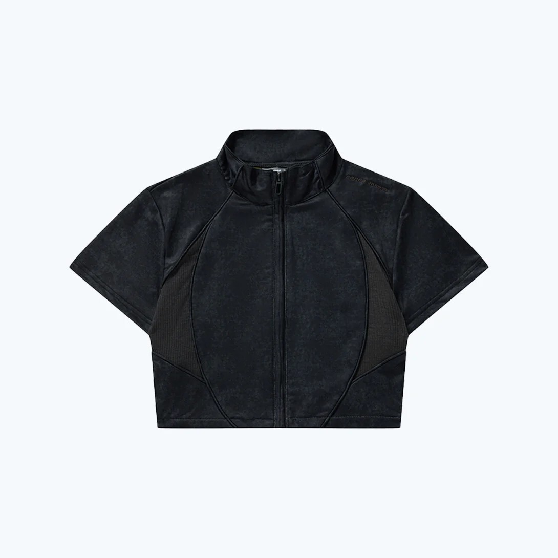 Sense Washed Patch Ribbed Zip Top 水洗拼接拉鍊外套 2色