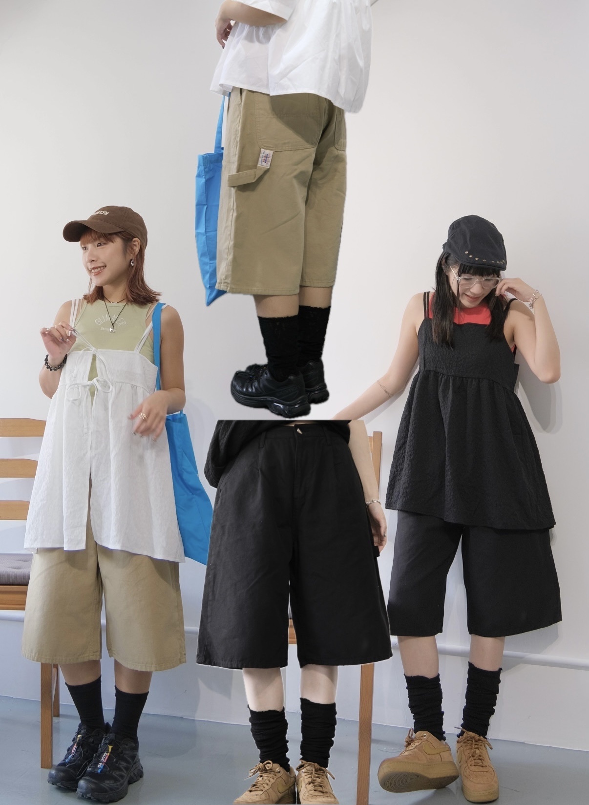 小個子後橫帶純色中褲