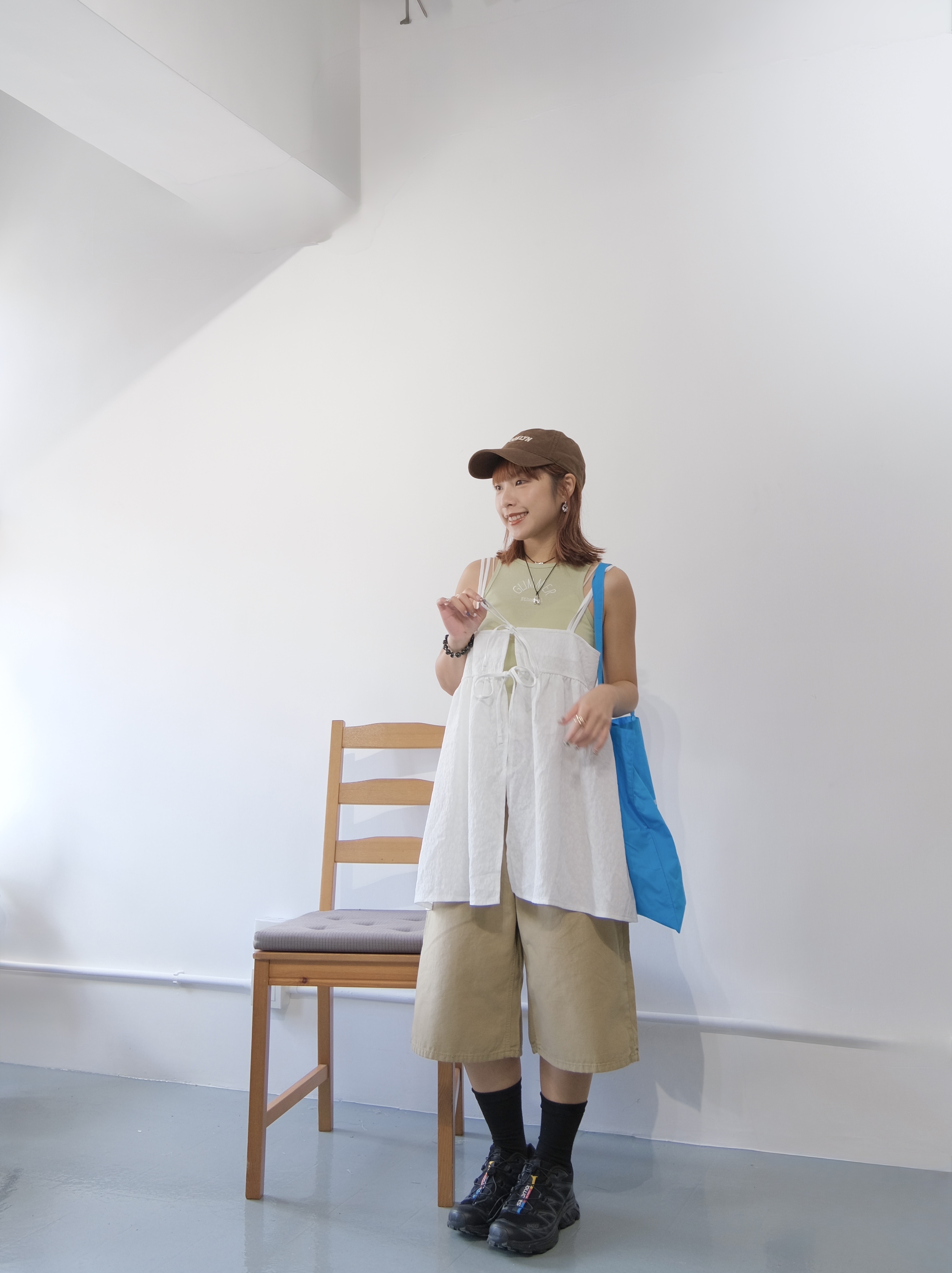 小個子後橫帶純色中褲