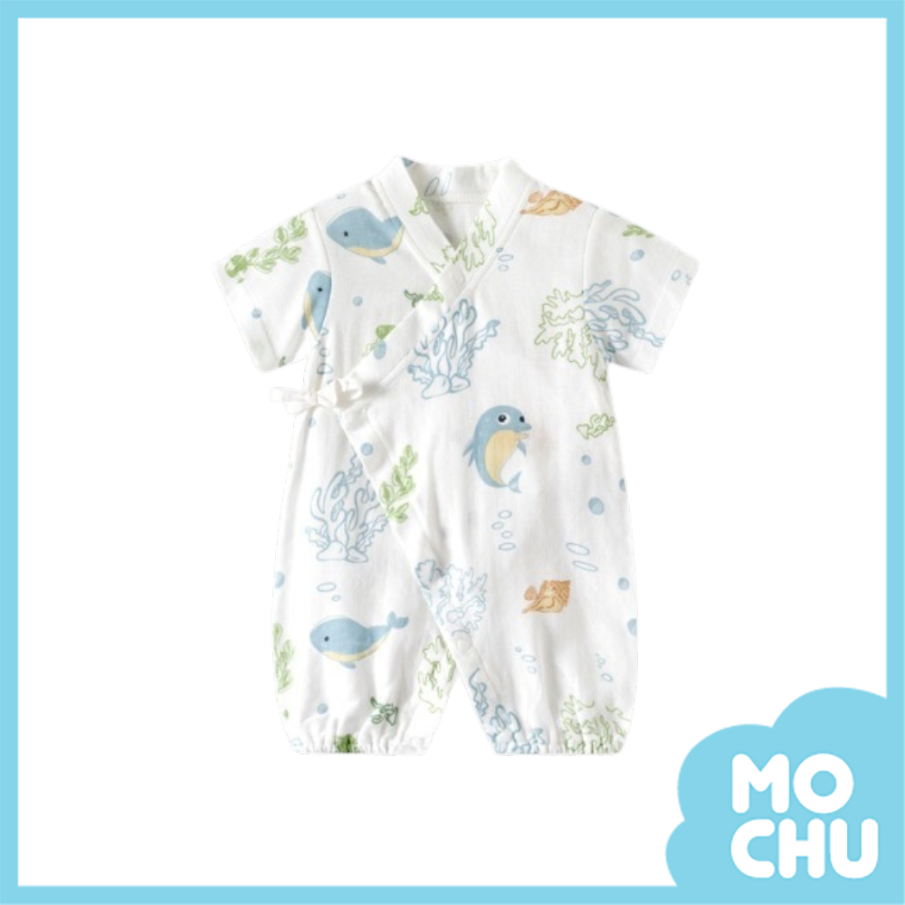 (59cm現貨)海洋樂園綁帶短袖連身衣