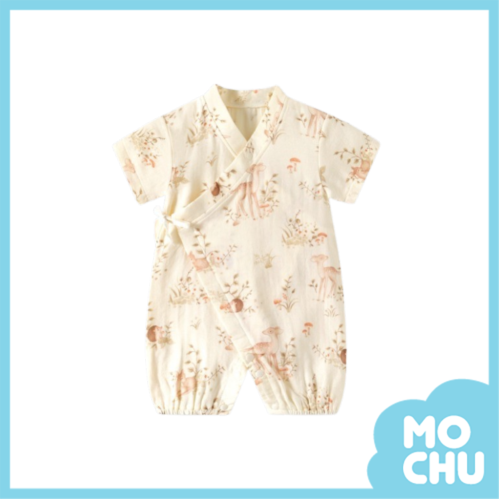 森林小鹿綁帶短袖連身衣