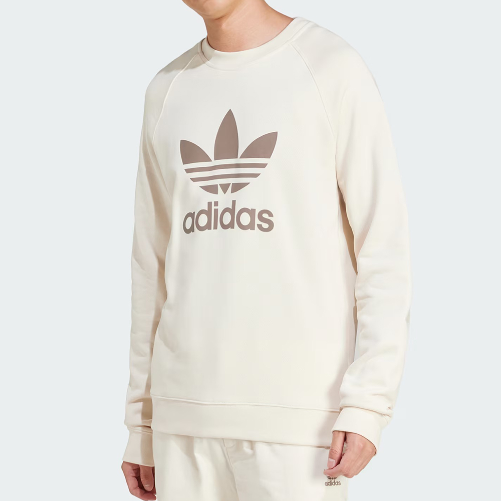 Adidas Trefoil Crew 男款 米白色 運動 休閒 上衣 經典 愛迪達 三葉草 長袖 JN7007