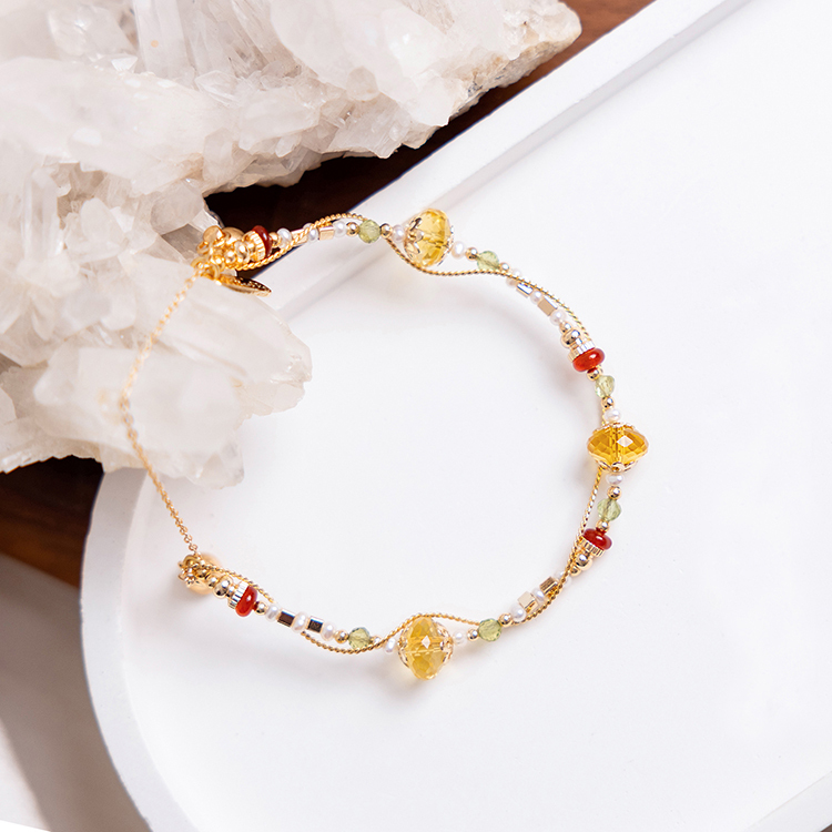 七月誕生石 • 鳳凰木 • 離別 – 瑪瑙黃水晶 – 手鍊