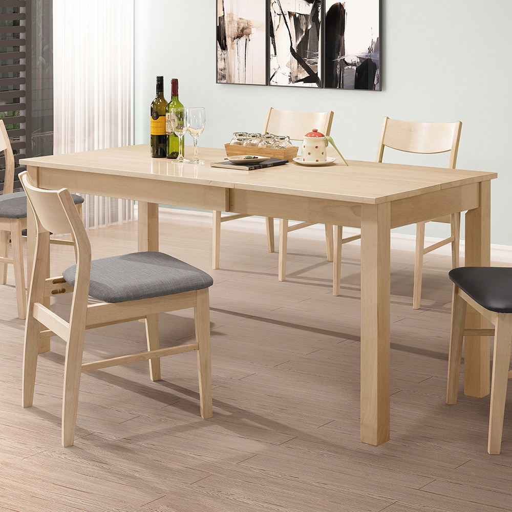 夏特4尺多功能伸縮拉合餐桌(洗白色-寬120~180公分)