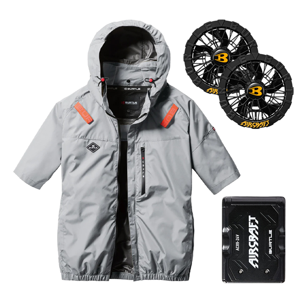 AC2066-60 含帽短袖衣服 空調風扇衣 白色 24V組合