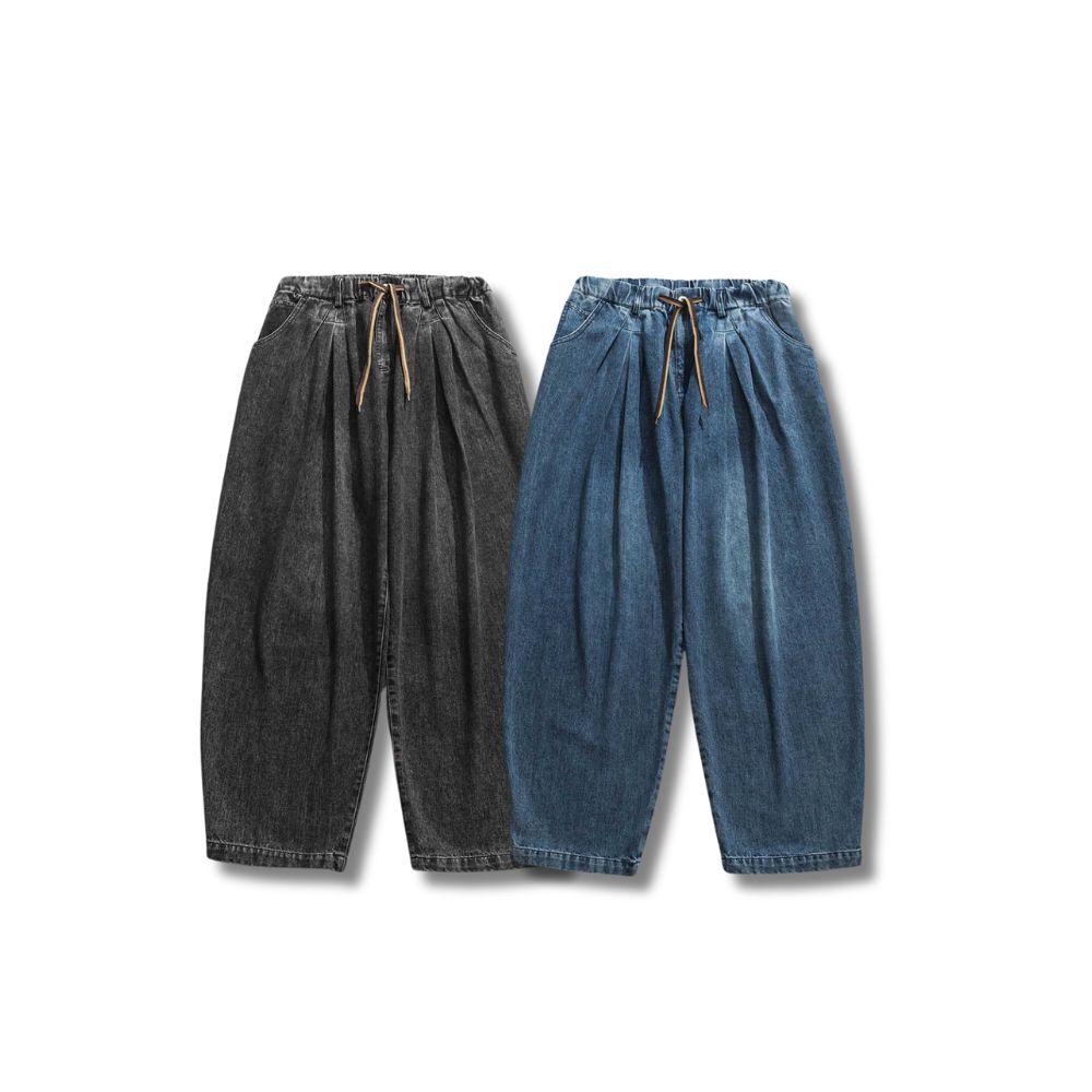 D.CLOSET 丹寧氣球寬褲 水洗黑 牛仔藍
