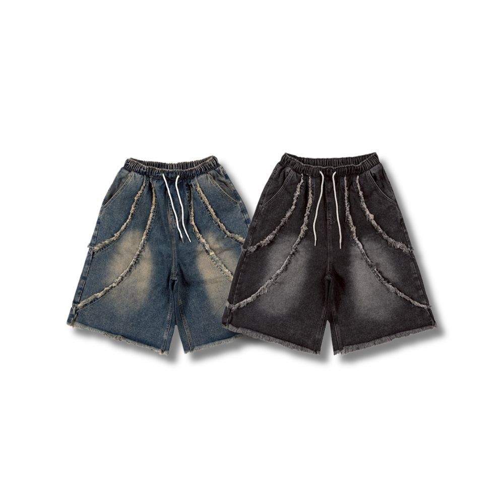 D.CLOSET 做舊 鬚邊 牛仔寬短褲