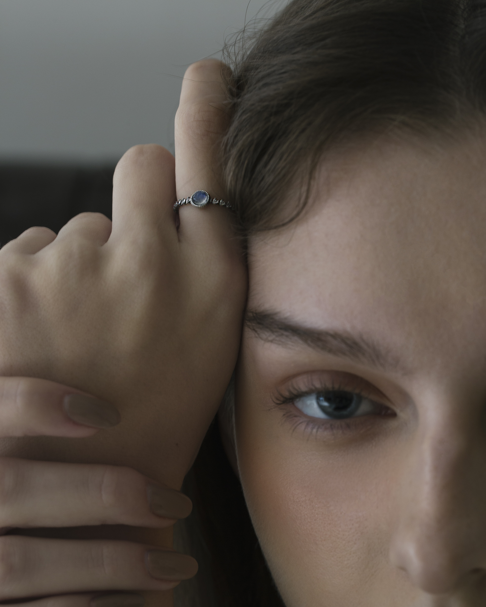 靜謐藍月光石 戒指