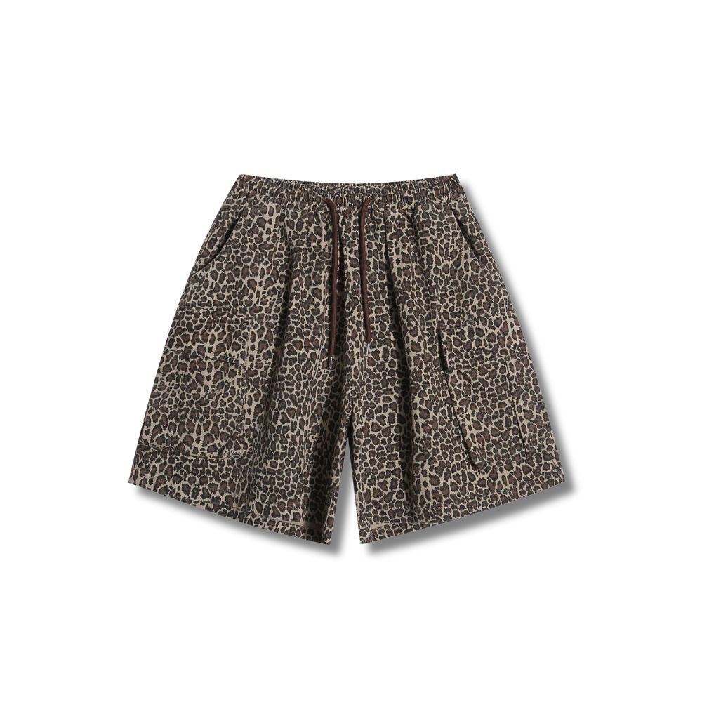 D.CLOSET 豹紋 牛仔 短褲 大口袋 寬鬆 SS01