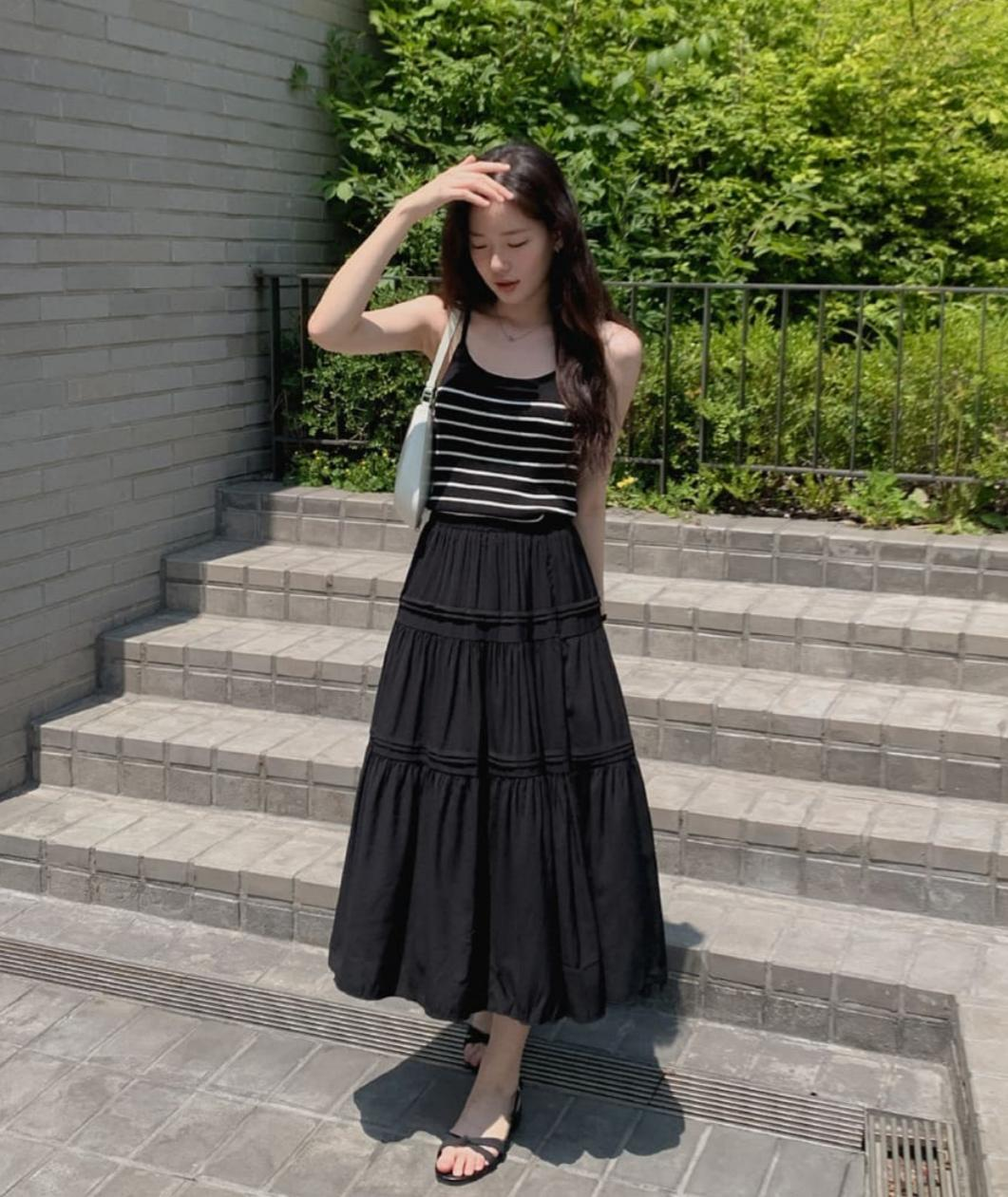 蛋糕半長裙(黑色)
