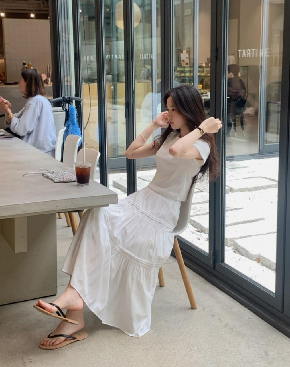 蛋糕半長裙(白色)