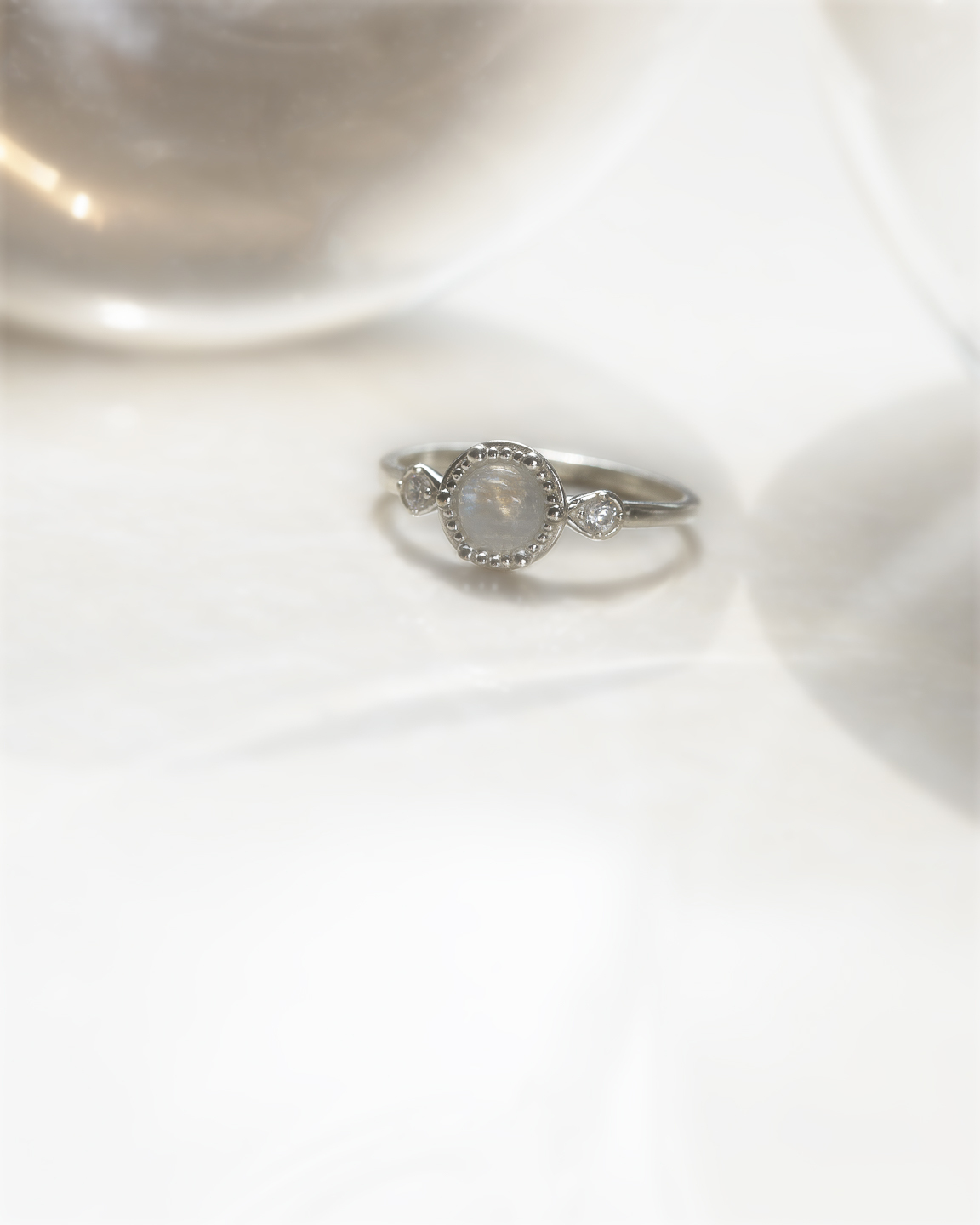 美好六角形月光石 戒指