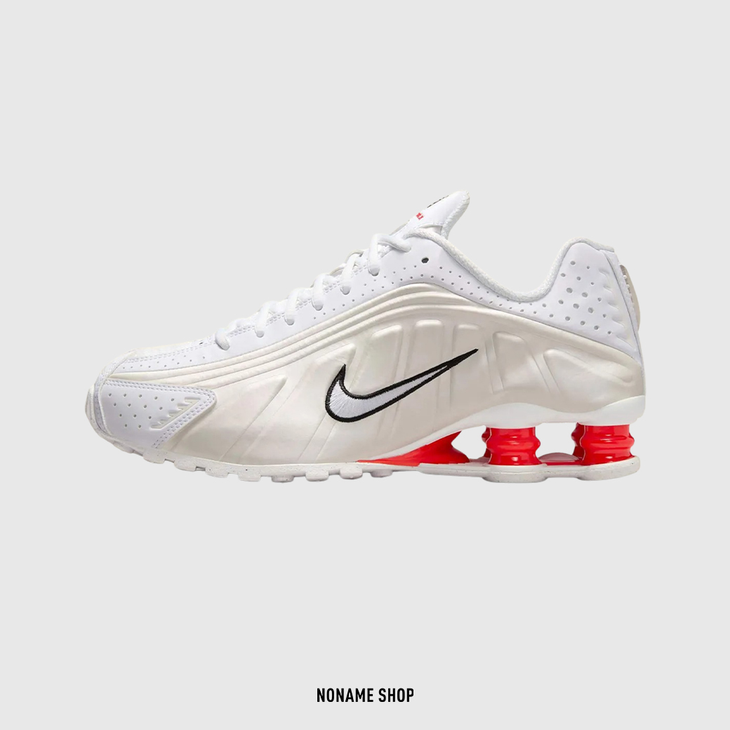 NIKE W SHOX R4 米白紅 奶油 復古 反光 增高 彈簧鞋 (女款)