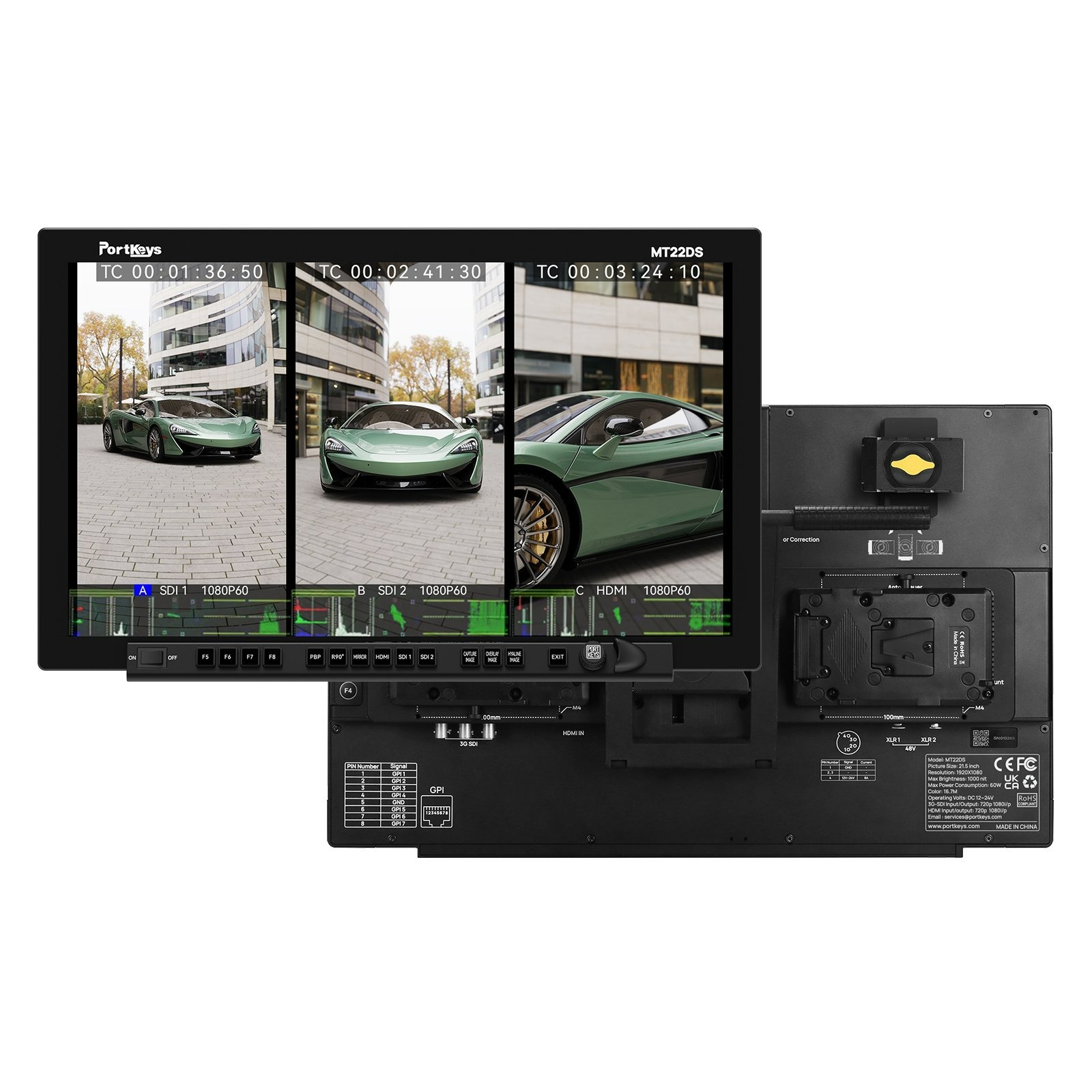 Portkeys MT22-DS(P3) 21.5吋高亮度多屏攝 SDI 錄監視器