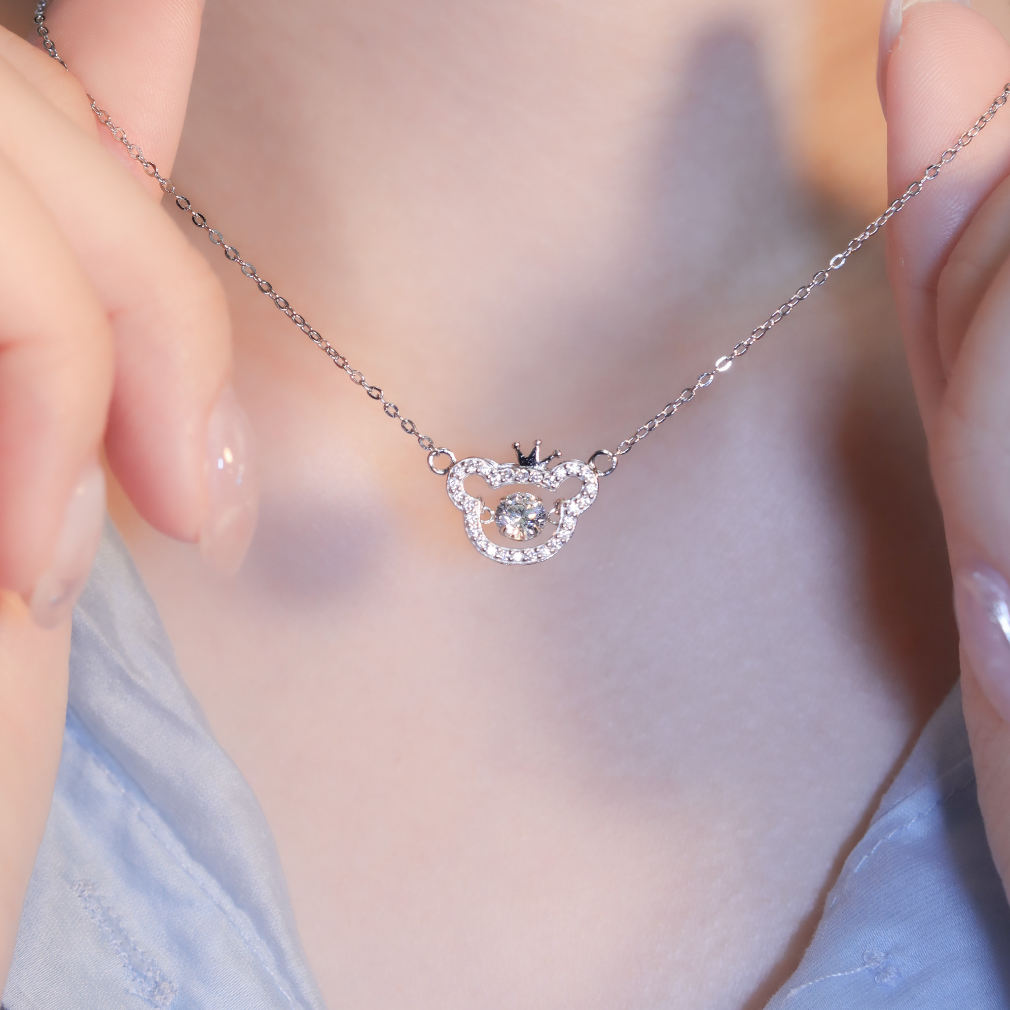 | 925純銀・白金 | 懸浮童真小熊項鍊 | NE1425 |