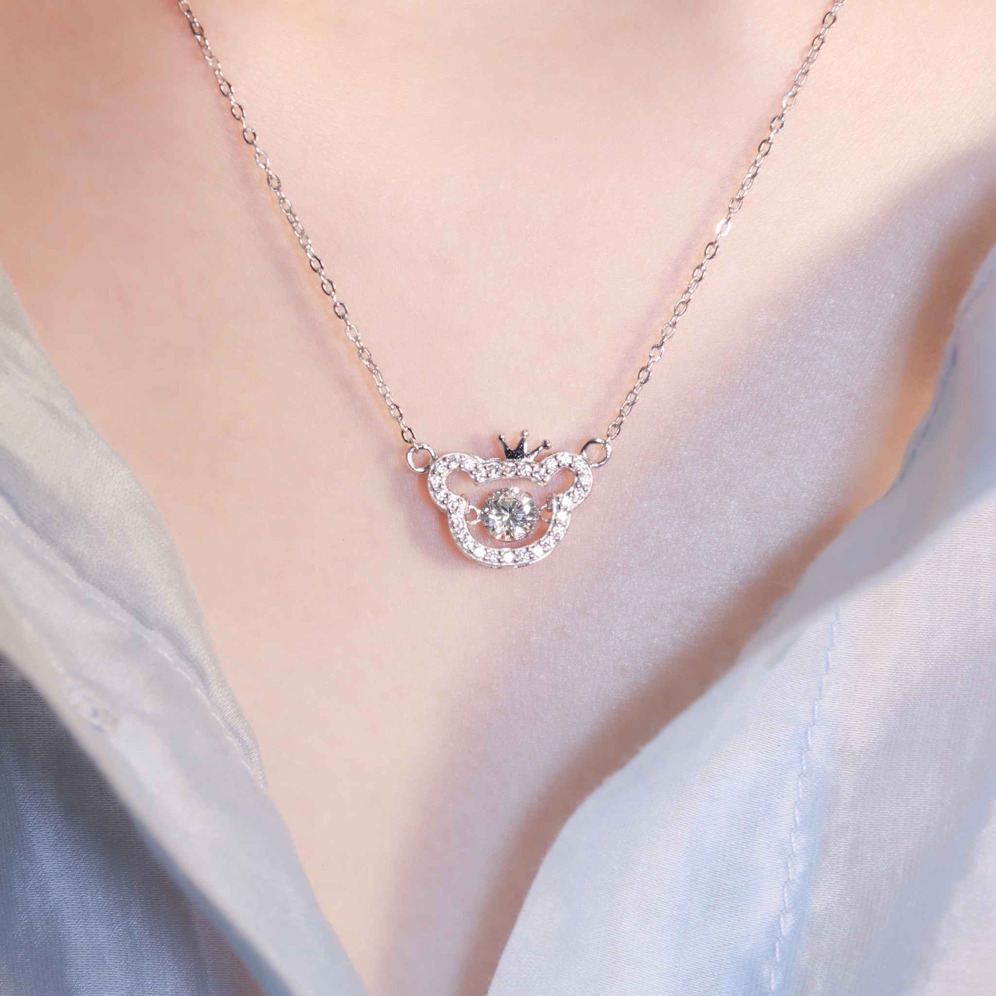 | 925純銀・白金 | 懸浮童真小熊項鍊 | NE1425 |